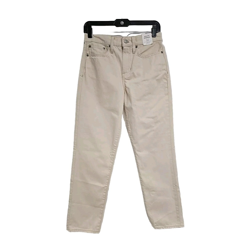 J.Crew Slouchy Boyfriend Jeans Natural Off-White Cotton Denim Size 24 NEW
